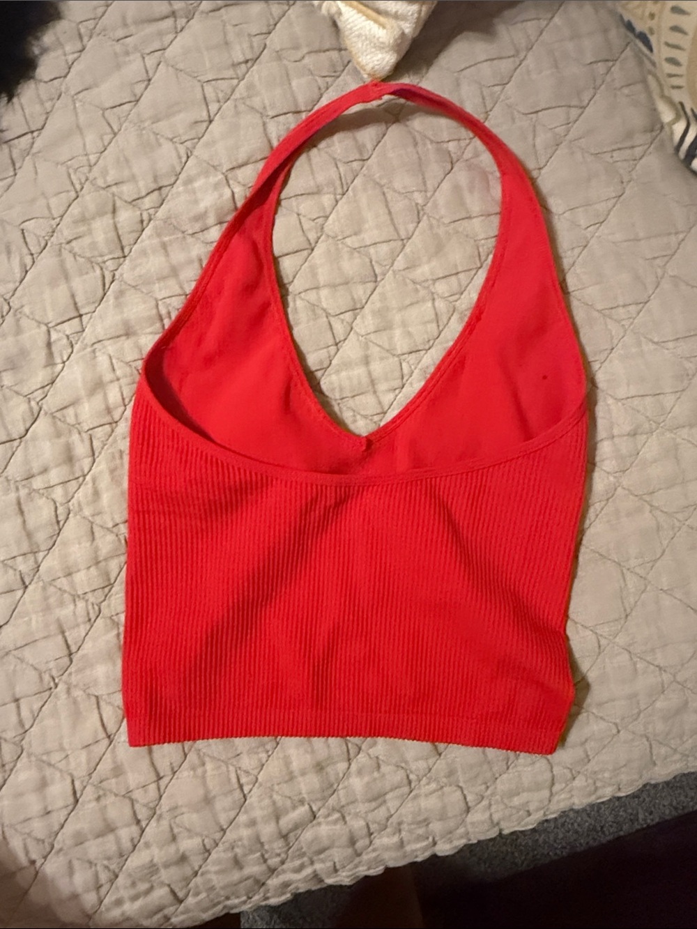 Free People Red Ribbed Halter Crop Top - Picture 2 of 2